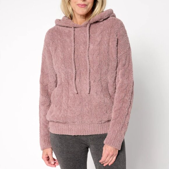 Barefoot Dreams CozyChic Cable Teddy Pullover with Hood  16145 - Picture 1 of 1